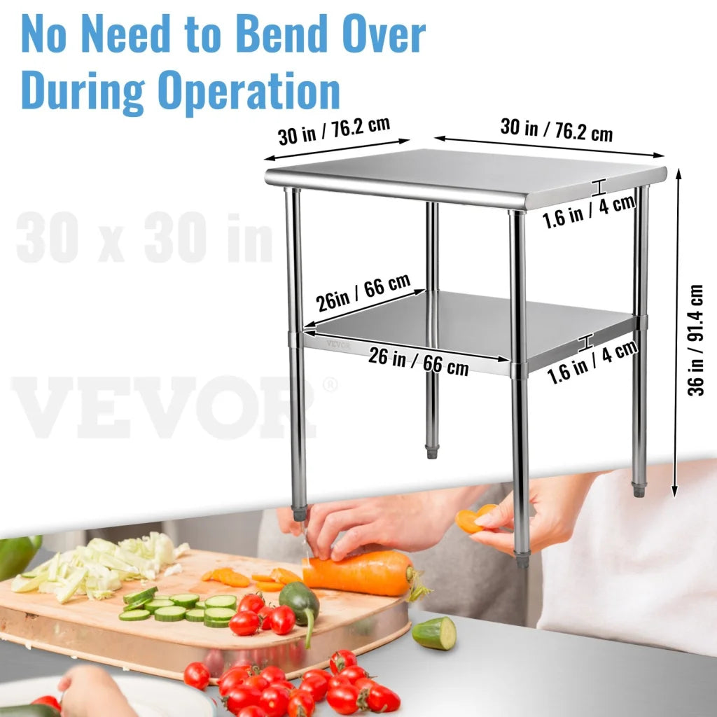 Steel vevor stainless work with key surfaces and edge shape