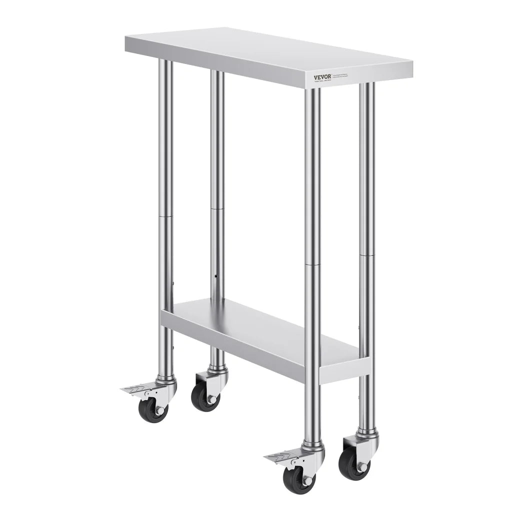 VEVOR Stainless Steel Work Table 30 x 12 x 38 Inch with 4