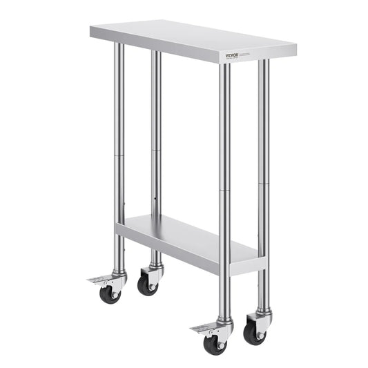 VEVOR Stainless Steel Work Table 30 x 12 x 38 Inch with 4
