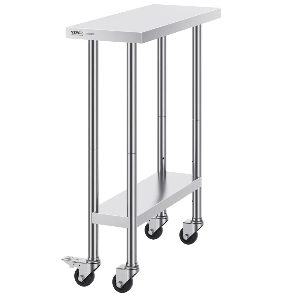 VEVOR Stainless Steel Work Table 30 x 12 x 38 Inch with 4