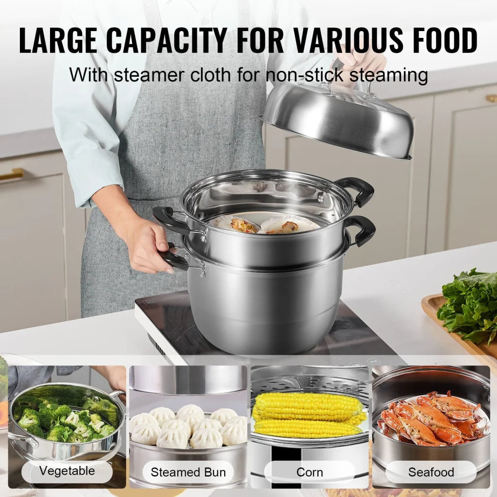 VEVOR Steamer Pot 28cm Steamer Pot for Cooking with 8.5QT