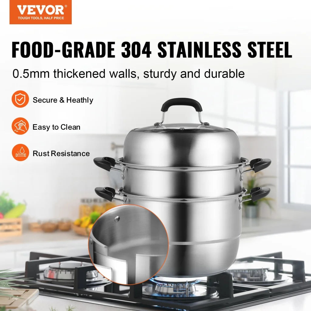 VEVOR Steamer Pot 28cm Steamer Pot for Cooking with 8.5QT