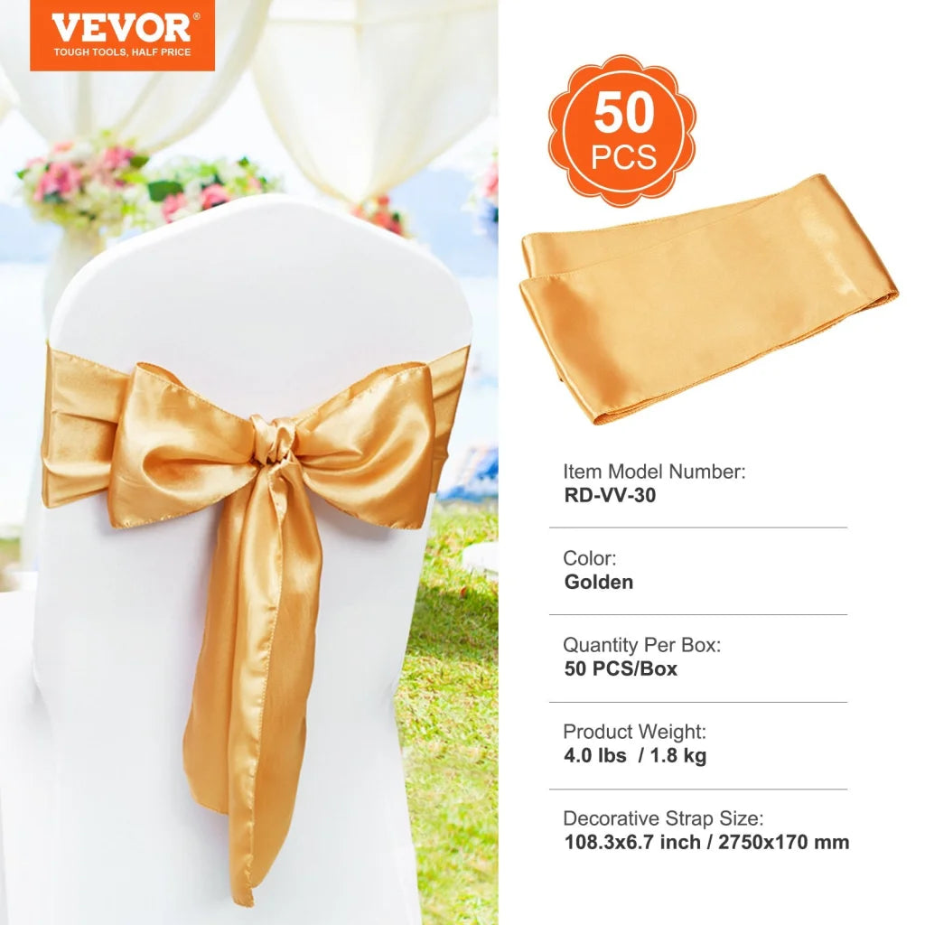 VEVOR Stretch Spandex Chair Sashes Bows Chair Slipcover