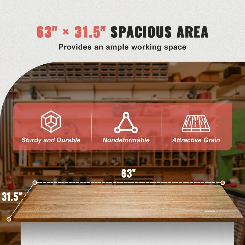 VEVOR Table Top 63’’ x 31.5’’ x 1’’ 220.5 lbs Load Capacity
