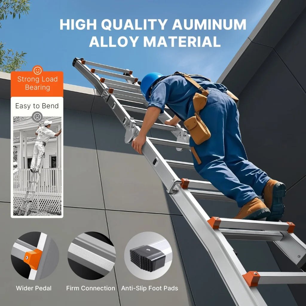 VEVOR Telescoping Ladder A Frame 13 FT Compact Aluminum