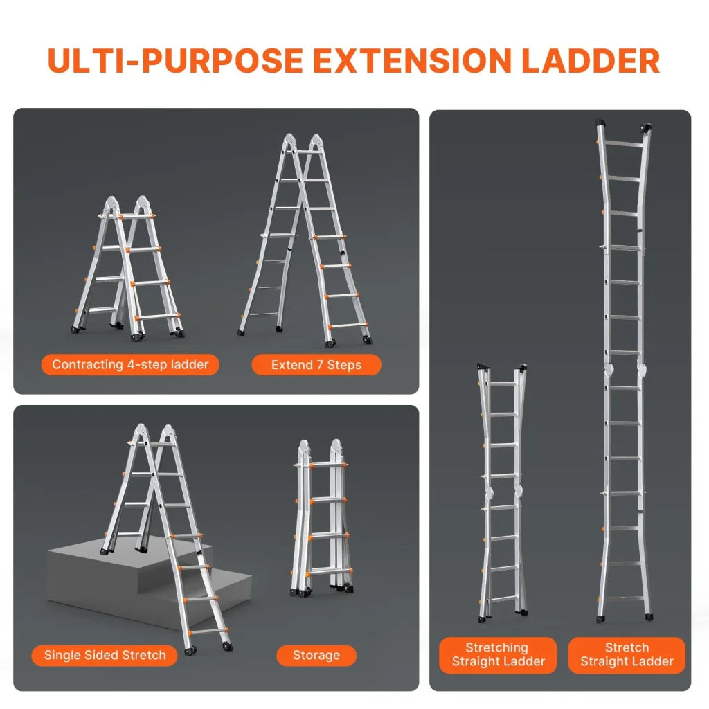 VEVOR Telescoping Ladder A Frame 13 FT Compact Aluminum