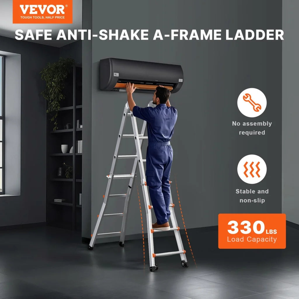 VEVOR Telescoping Ladder A Frame 13 FT Compact Aluminum