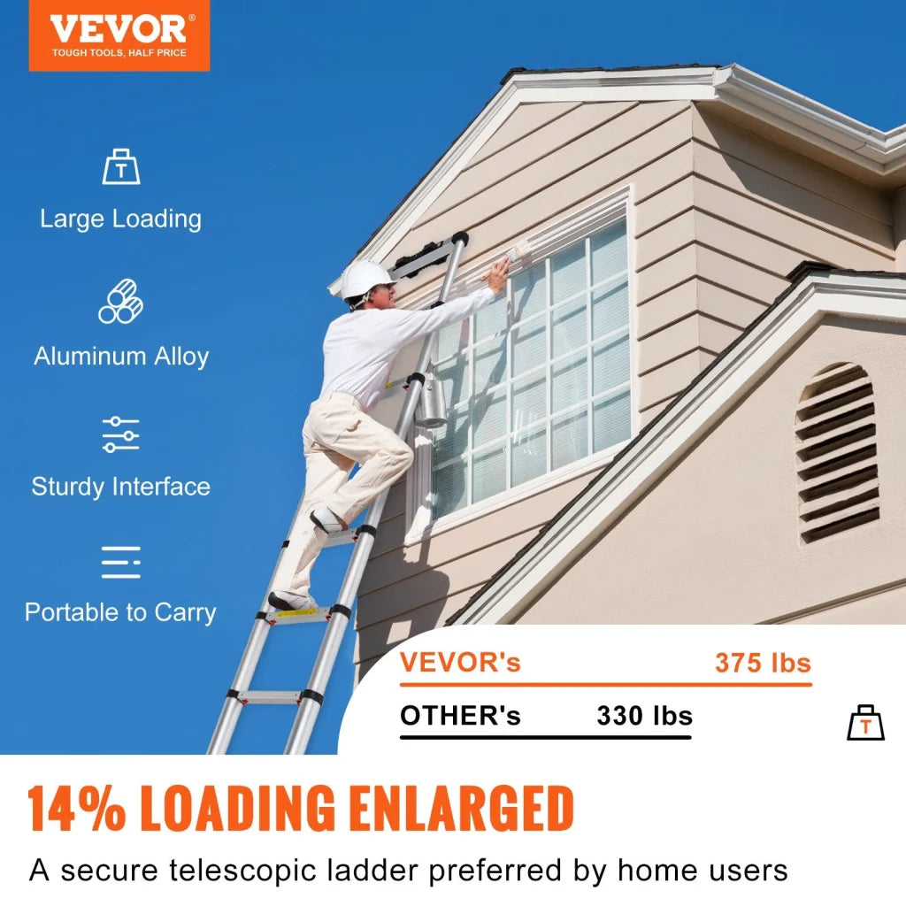 VEVOR Telescoping Ladder Aluminum Extension Step 12.5 ft