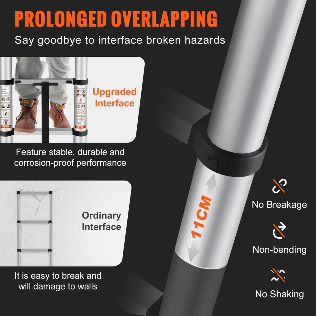 VEVOR Telescoping Ladder Aluminum Extension Step 3.2 m