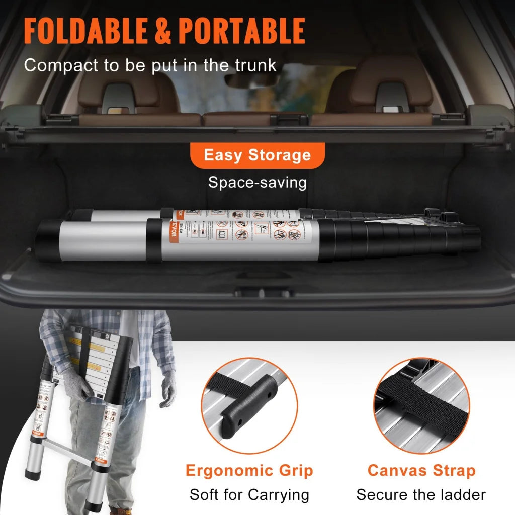 VEVOR Telescoping Ladder Aluminum Extension Step 3.2 m