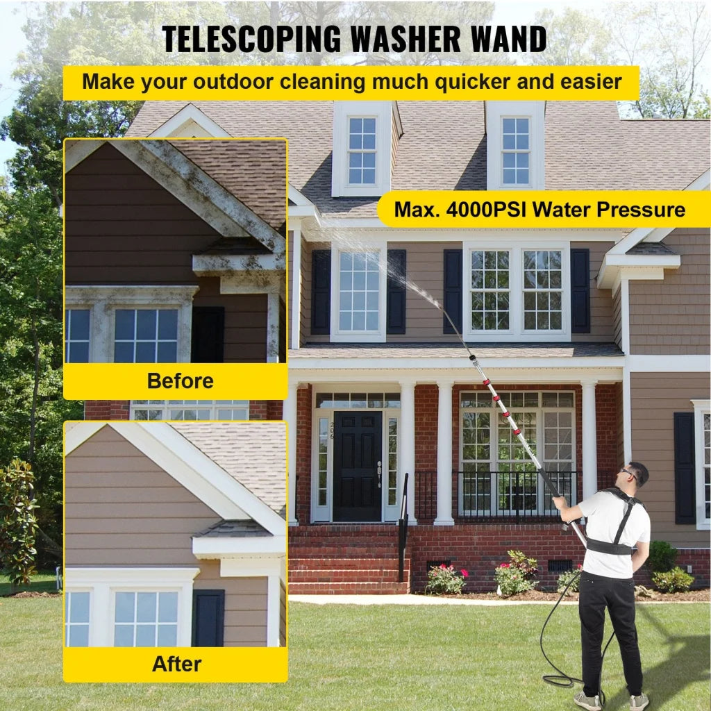 VEVOR Telescoping Pressure Washer Wand 20 ft 5-Section