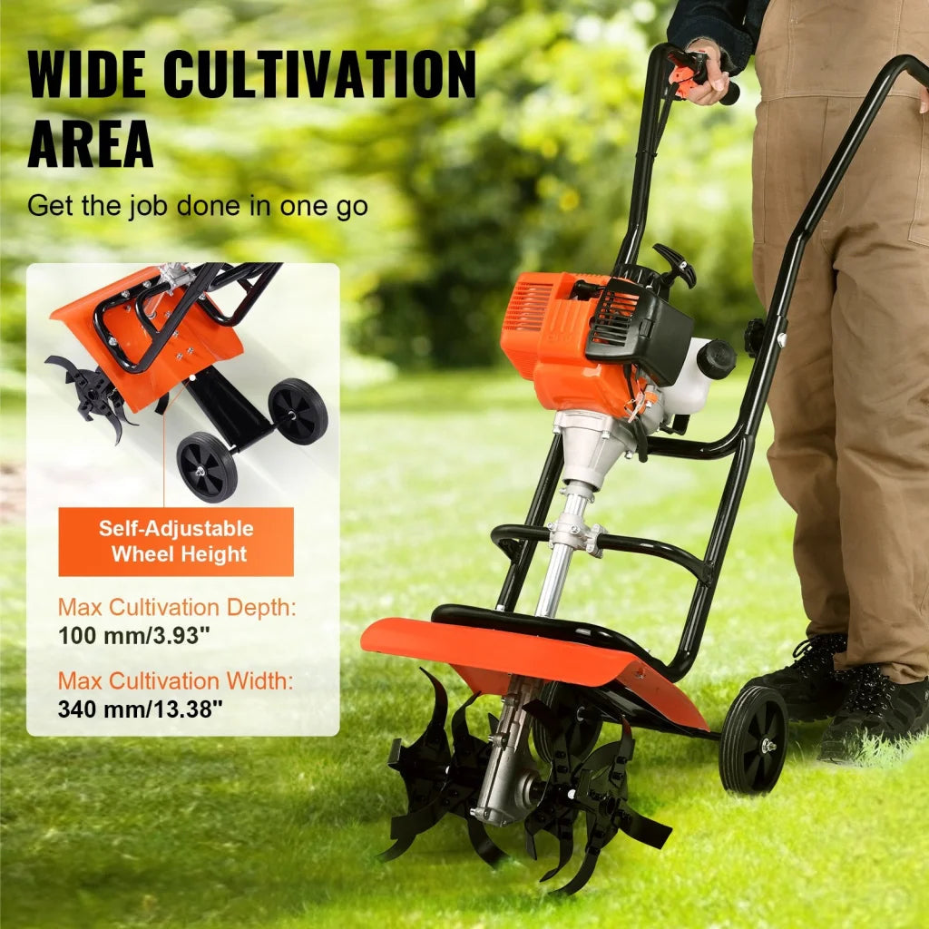 VEVOR Tiller Cultivator Gas Powered 31CC 4-Stroke Garden