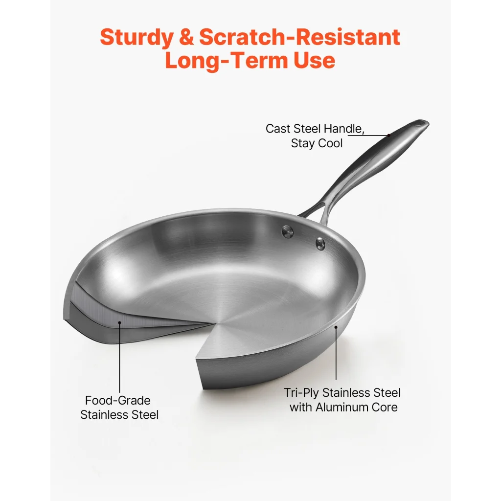 Tri Ply Stainless Steel Frying Pan 3 Piece 240