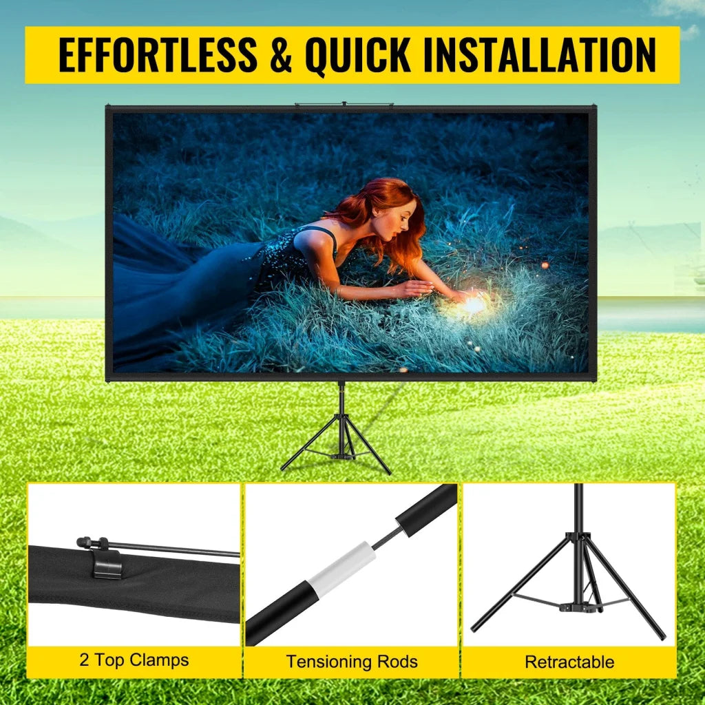 VEVOR Tripod Projector Screen with Stand 80 inch 16:9 4K HD