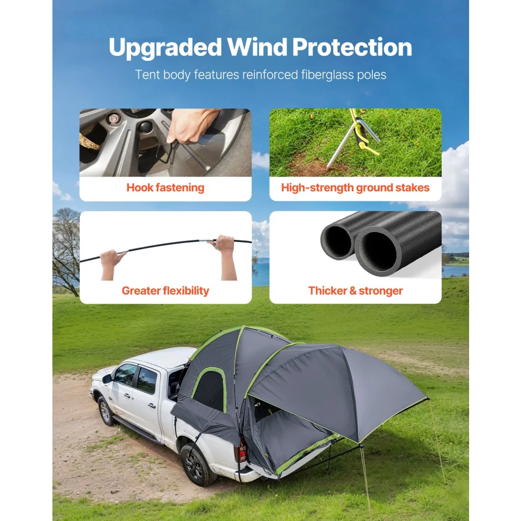 VEVOR Truck Tent 5.0-5.2ft Waterproof PU2000 Truck Bed