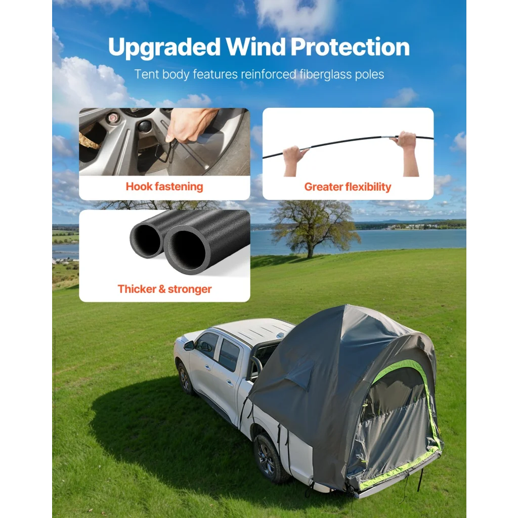 VEVOR Truck Tent 5.5-6.0ft Waterproof PU2000 Truck Bed