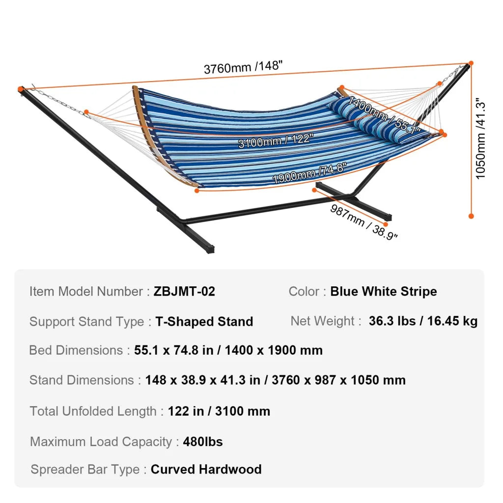 VEVOR Two Person Hammock with Stand Included Double Hammock