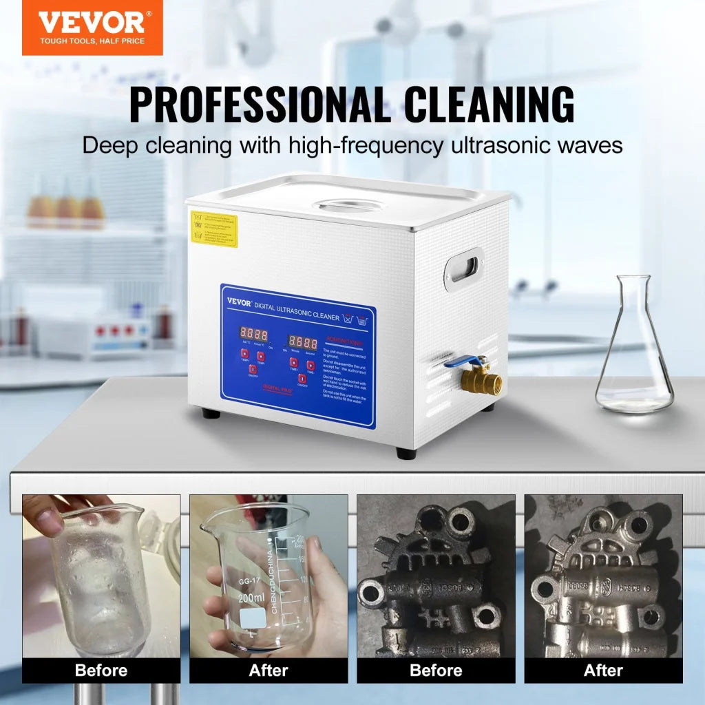 Ultrasonic Cleaner 10L Jewelry Cleaning with Digital Timer Machine