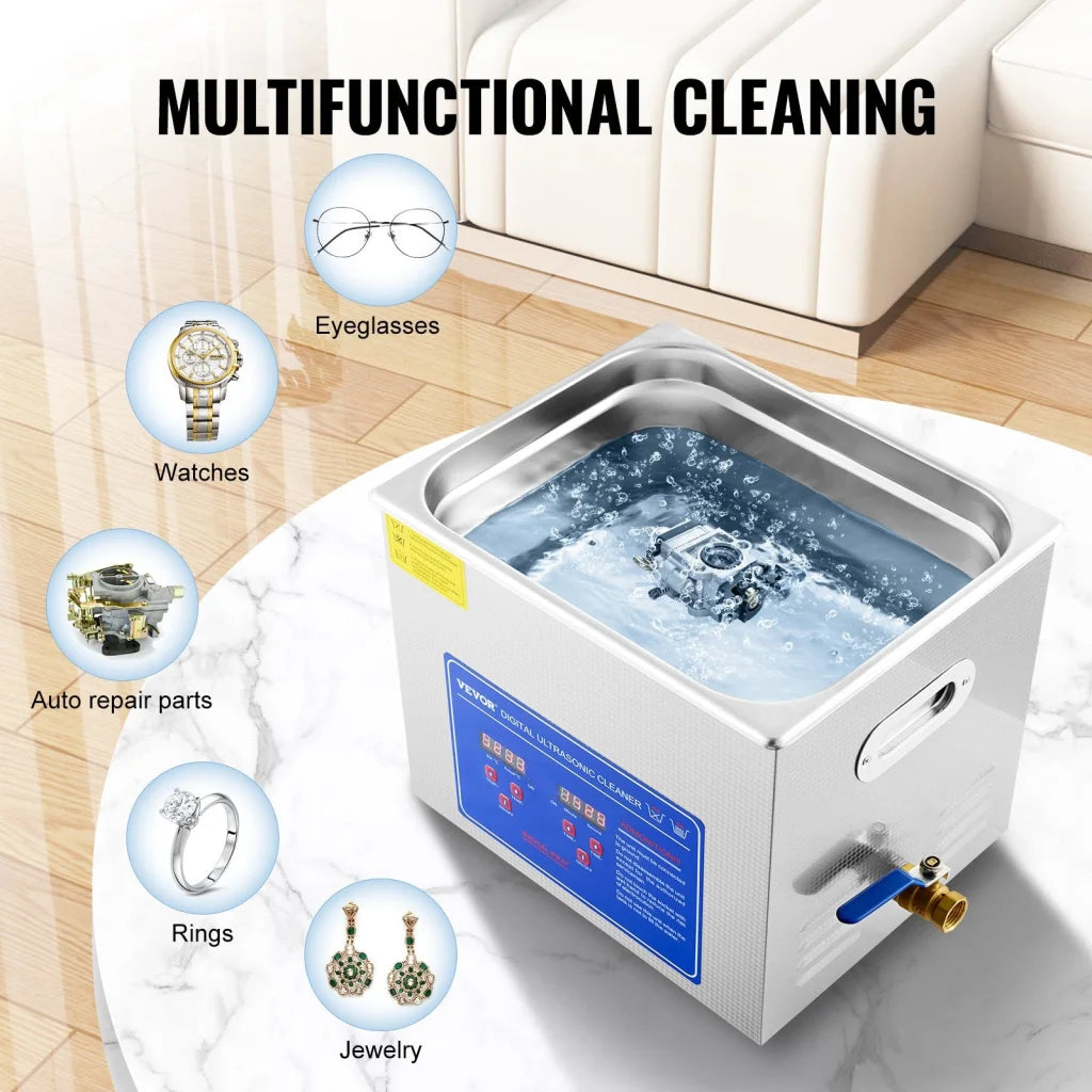 VEVOR Ultrasonic Cleaner 10L Jewelry Cleaning with Digital