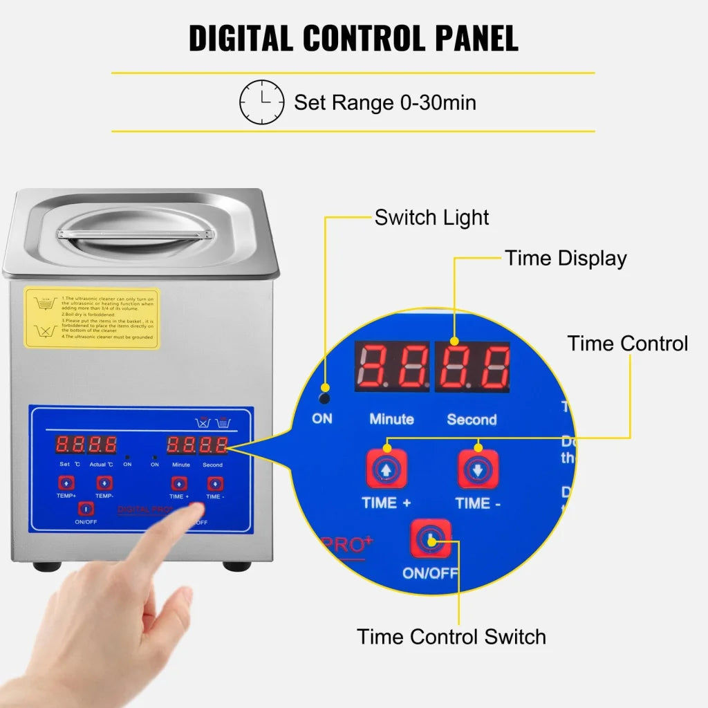 Vevor ultrasonic cleaner in metal 2l with practical fittings