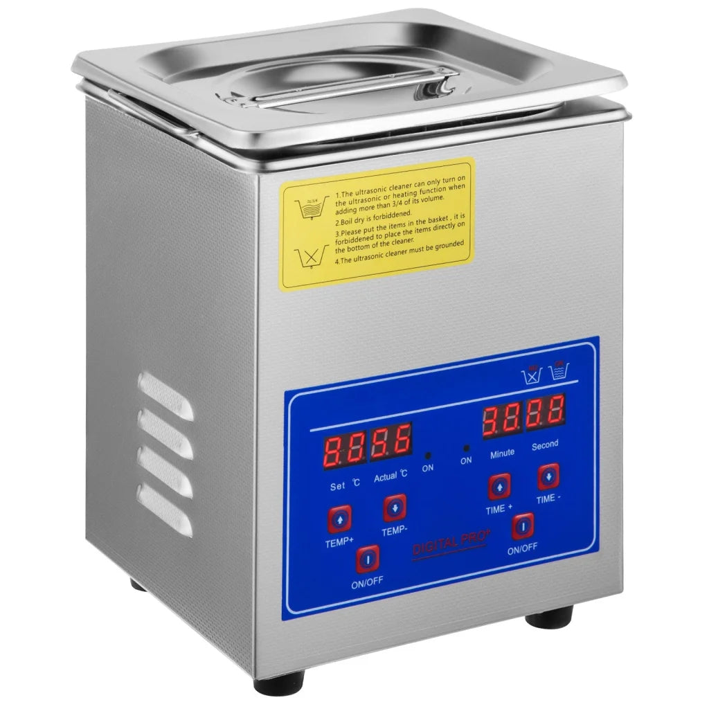 Metal 2l vevor ultrasonic cleaner with fitted edges and product hardware