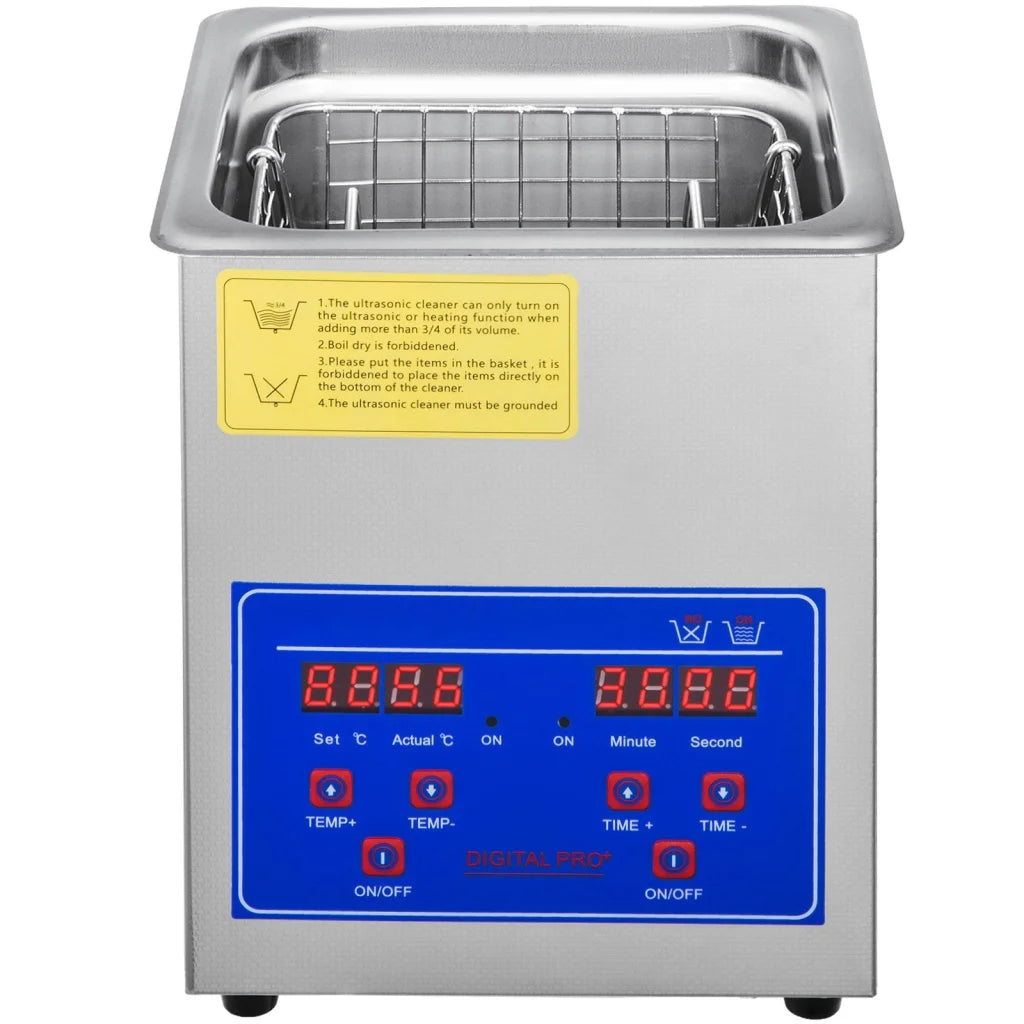 Metal 2l vevor ultrasonic cleaner with clean finish and fitted components