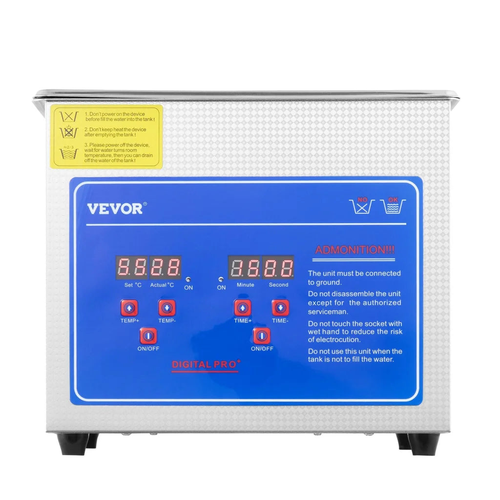 Steel 3l vevor ultrasonic cleaner with material finish and practical fittings