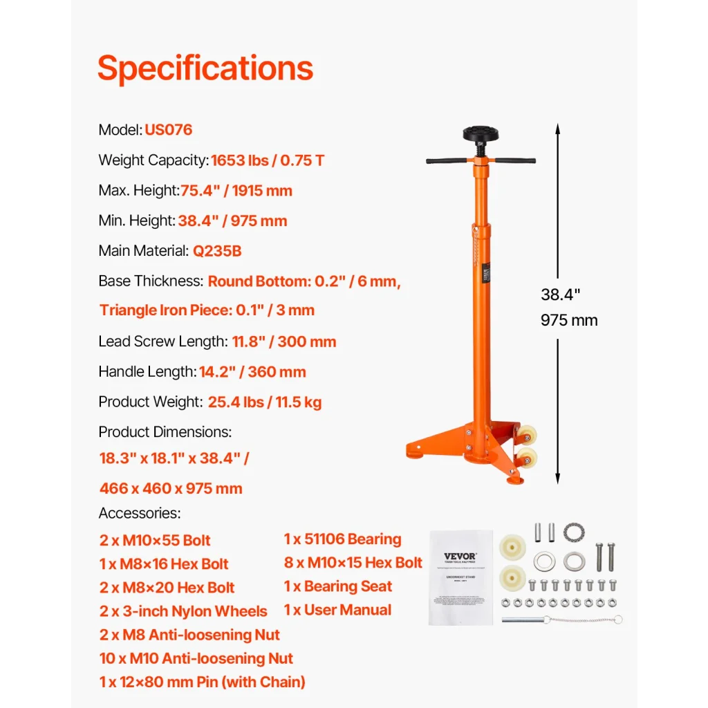 VEVOR Underhoist Support Stand 3/4 Ton Capacity Under Hoist