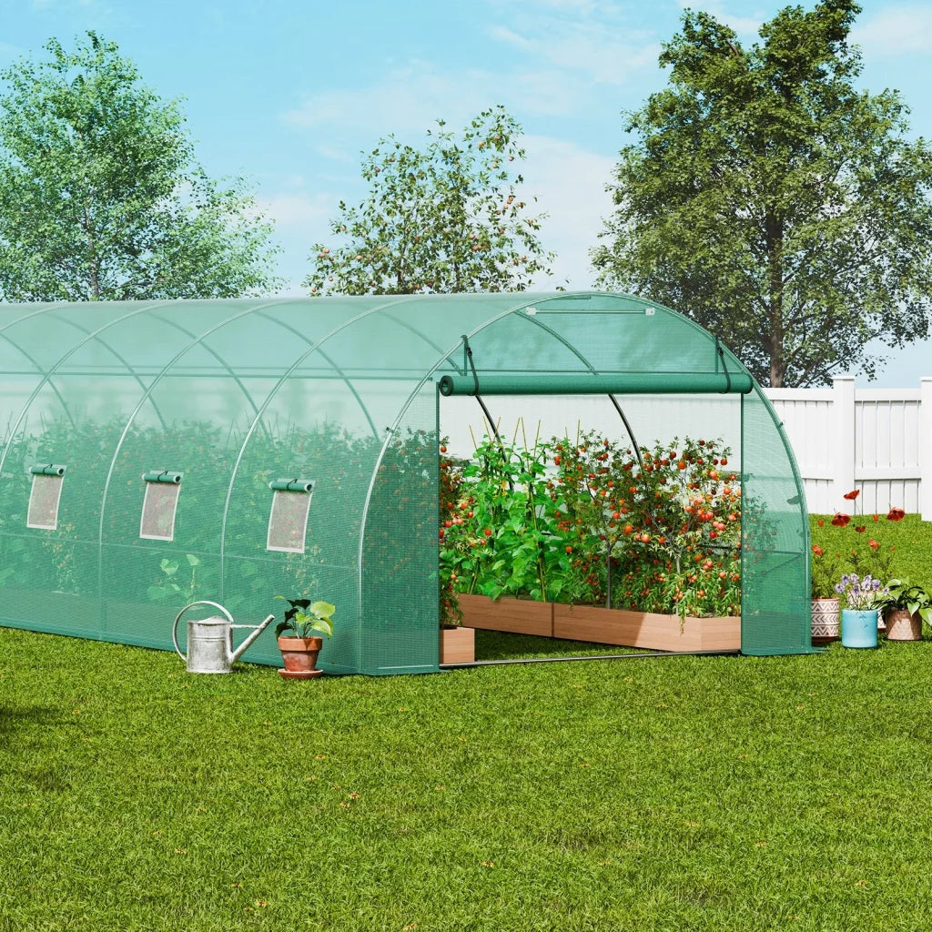VEVOR Walk-in Tunnel Greenhouse 29.2x9.7x6.5ft Galvanized
