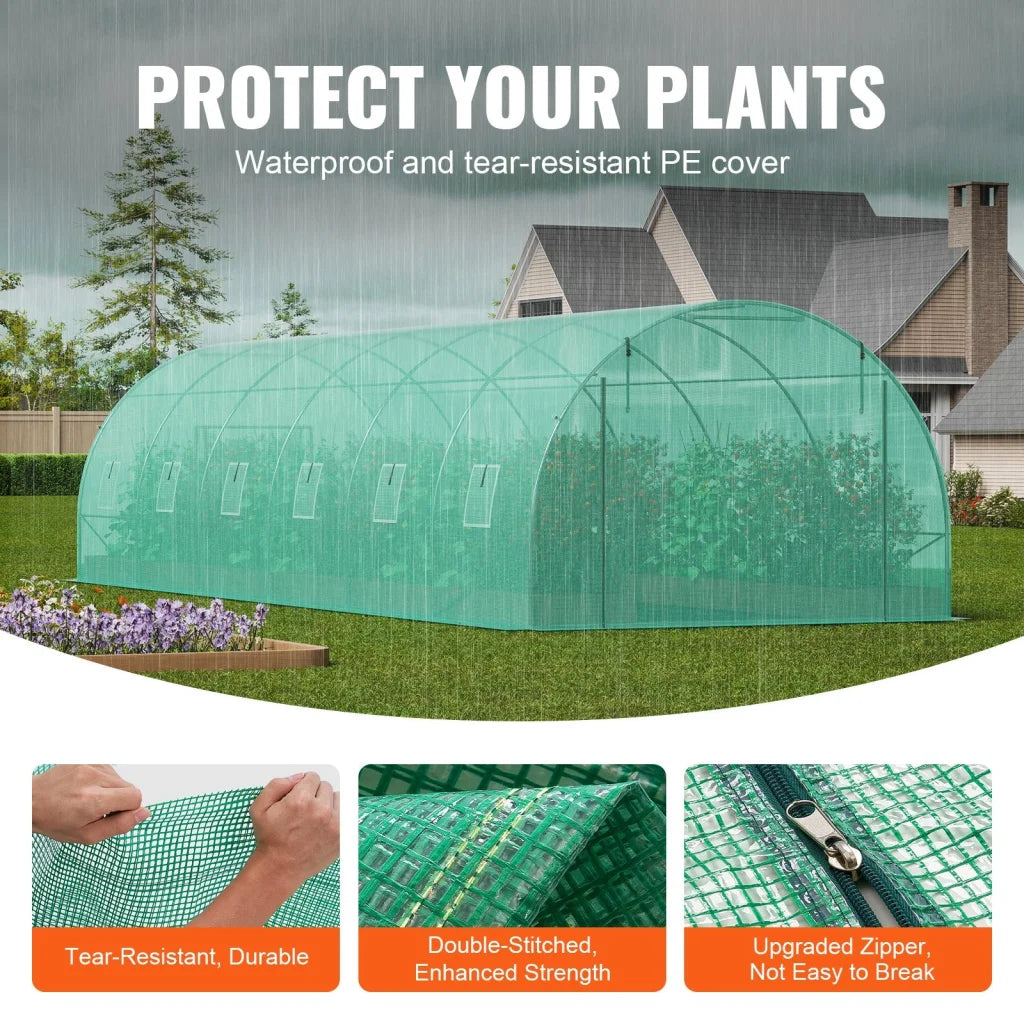 VEVOR Walk-in Tunnel Greenhouse 29.2x9.7x6.5ft Galvanized