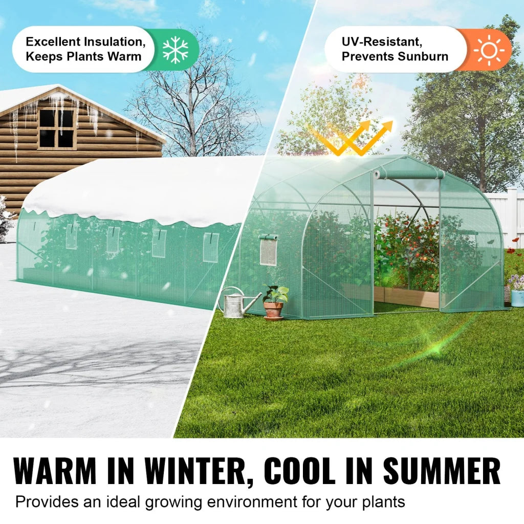 VEVOR Walk-in Tunnel Greenhouse 29.5x9.8x6.6 ft Hoop House
