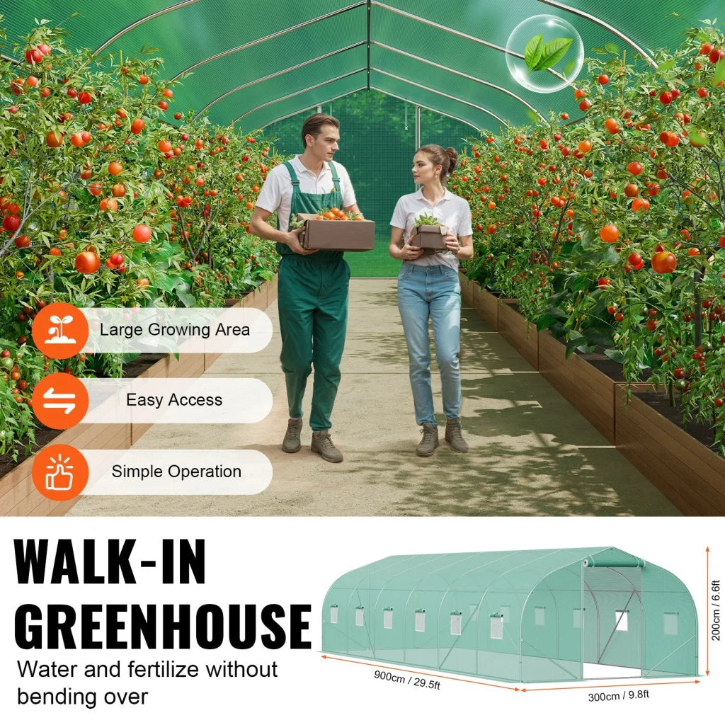 VEVOR Walk-in Tunnel Greenhouse 29.5x9.8x6.6 ft Hoop House