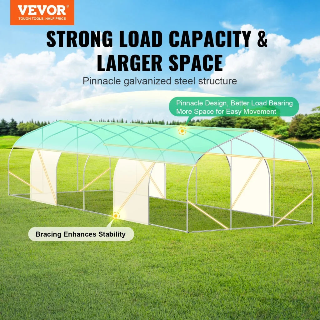 VEVOR Walk-in Tunnel Greenhouse 29.5x9.8x6.6 ft Hoop House