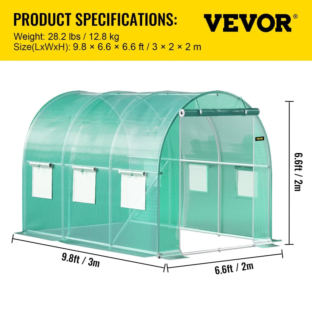 VEVOR Walk-in Tunnel Greenhouse 3 x 2 x 2 m Portable Plant