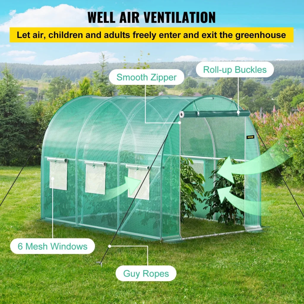 VEVOR Walk-in Tunnel Greenhouse 3 x 2 x 2 m Portable Plant