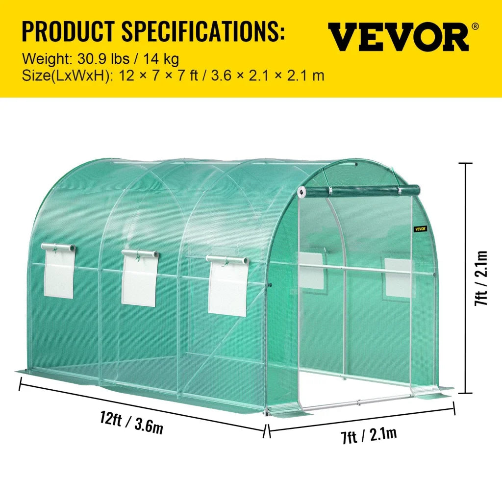 VEVOR Walk-in Tunnel Greenhouse Galvanized Frame &