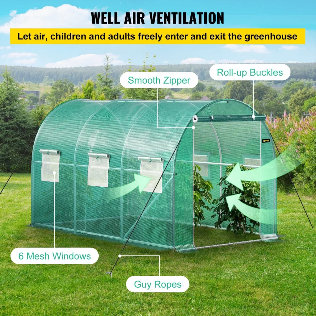 VEVOR Walk-in Tunnel Greenhouse Galvanized Frame &