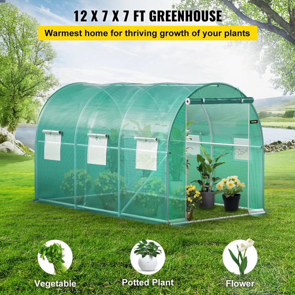 VEVOR Walk-in Tunnel Greenhouse Galvanized Frame &