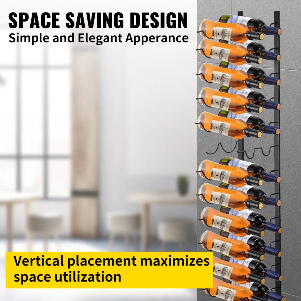 VEVOR Wall Mounted Wine Rack 12x2 Bottles Wine Holder Towel