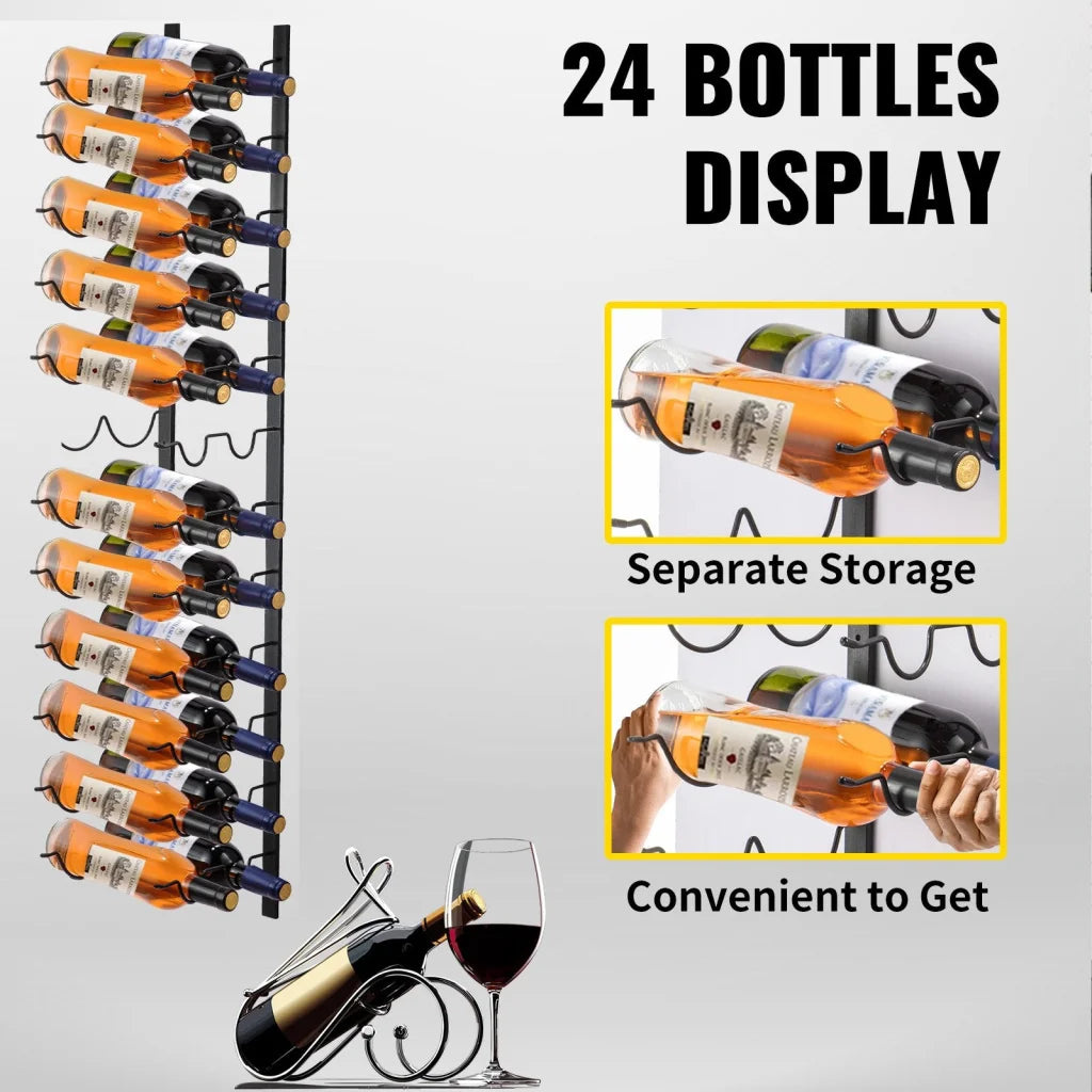 VEVOR Wall Mounted Wine Rack 12x2 Bottles Wine Holder Towel