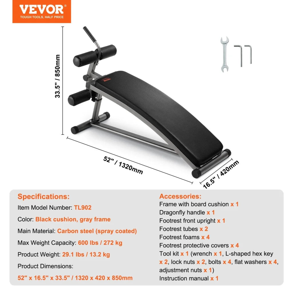VEVOR Weight Bench Adjustable Situp Incline Bench for Home