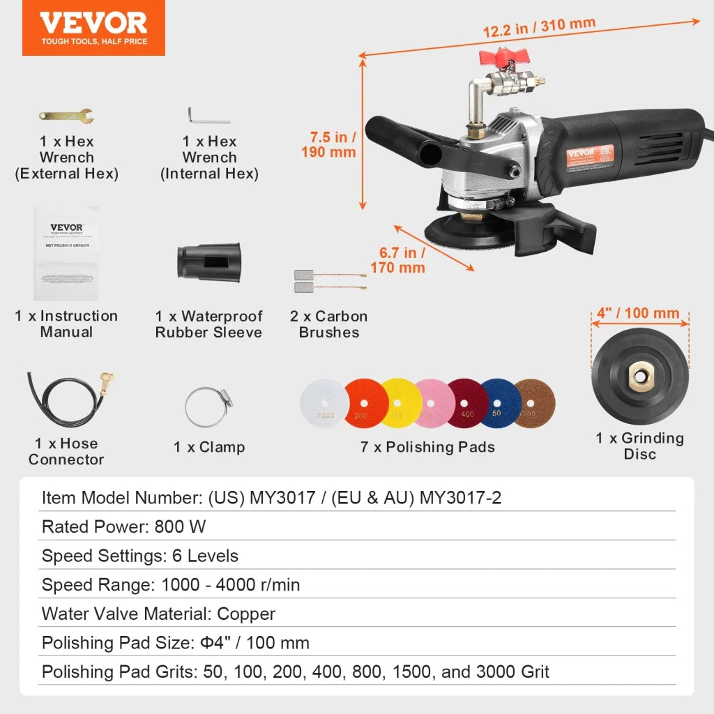 VEVOR Wet Stone Polisher 4-Inch Electric Granite Polisher