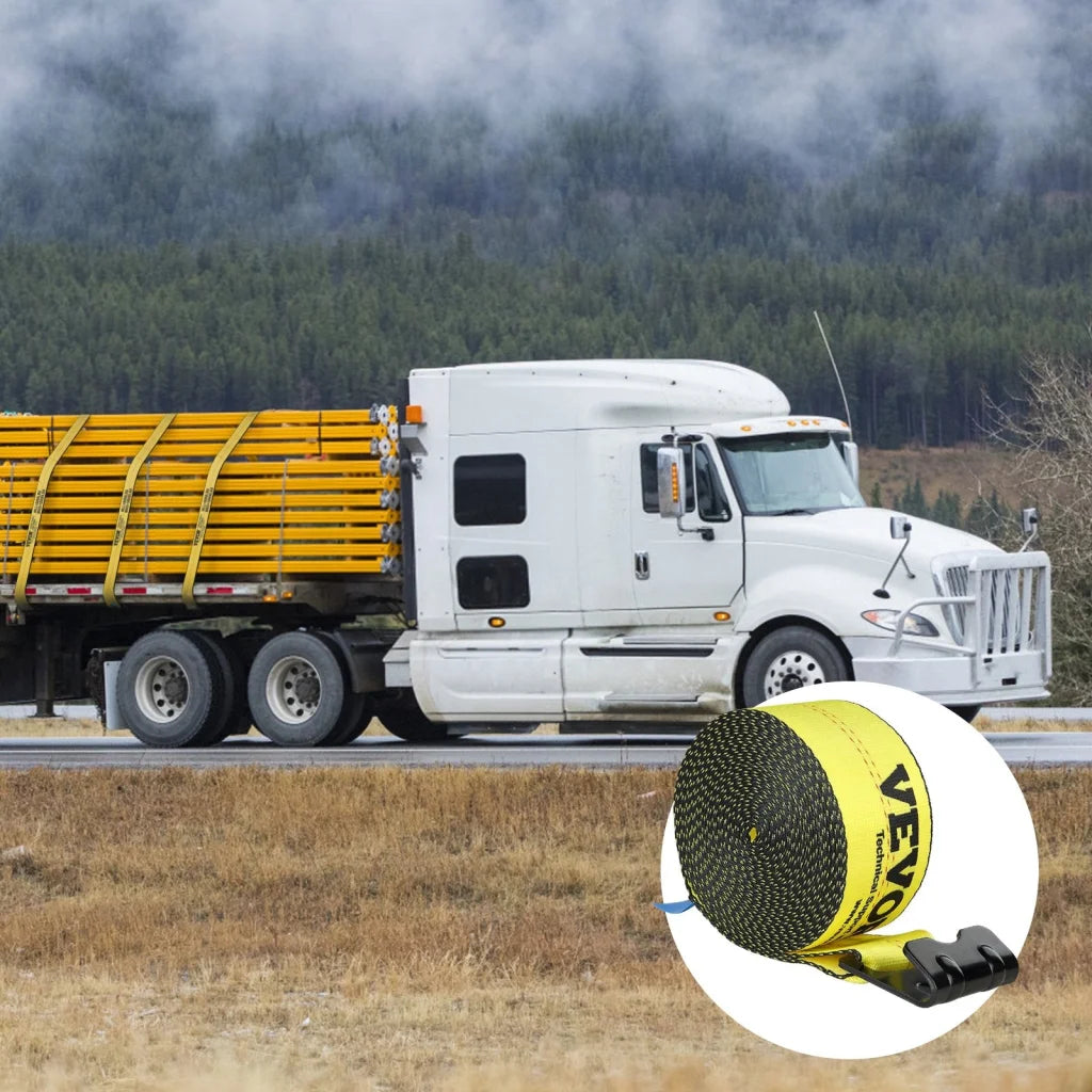 VEVOR Winch Straps 10.2 cm x 9.1 m 2.7T Load Capacity 8.2T