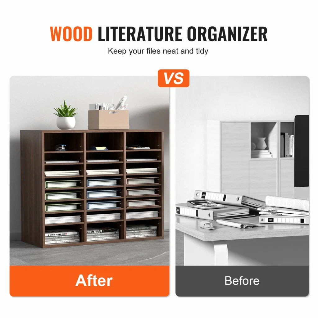 Wood Literature Organizer Adjustable File Sorter
