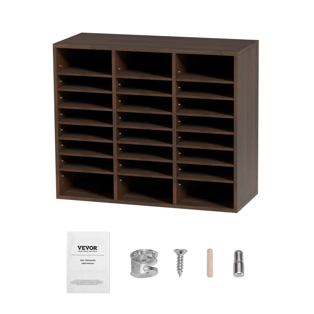Wood Literature Organizer Adjustable File Sorter 24 Compartments