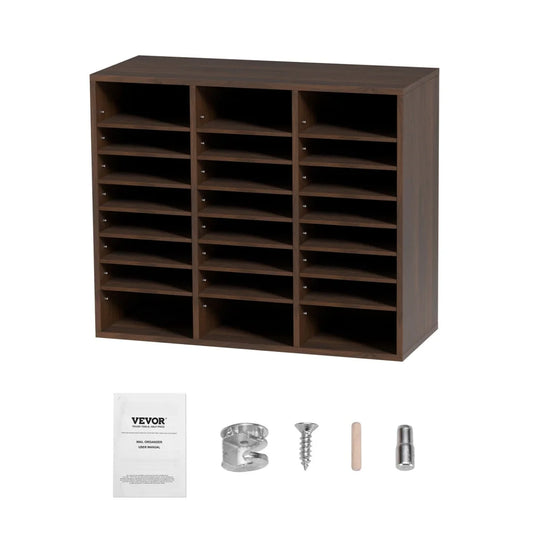 Wood Literature Organizer Adjustable File Sorter 24 Compartments