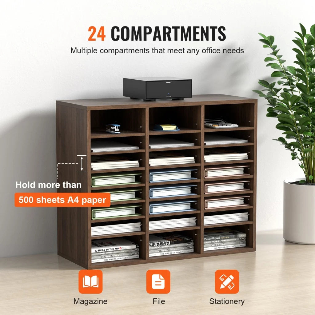 VEVOR Wood Literature Organizer Adjustable File Sorter 24