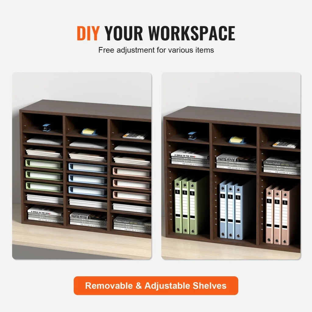 VEVOR Wood Literature Organizer Adjustable File Sorter 24