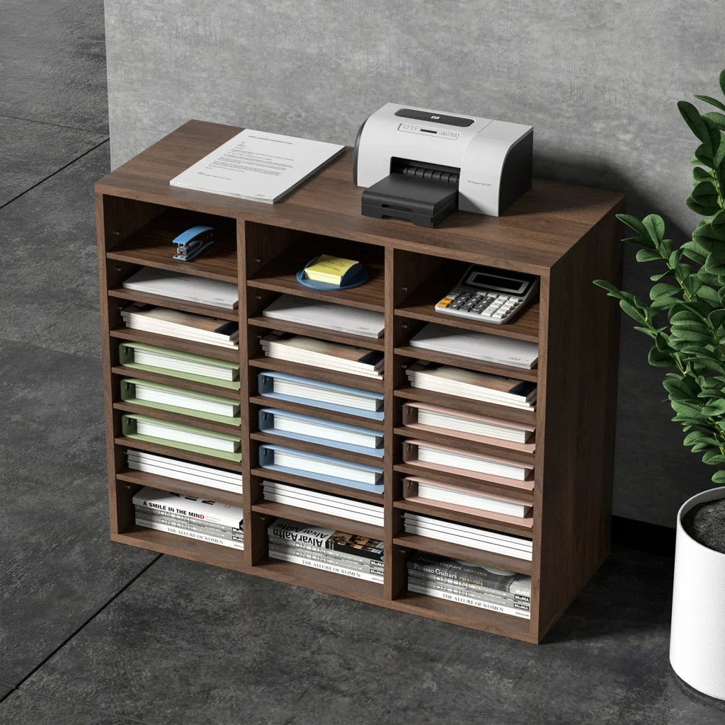 VEVOR Wood Literature Organizer Adjustable File Sorter 24
