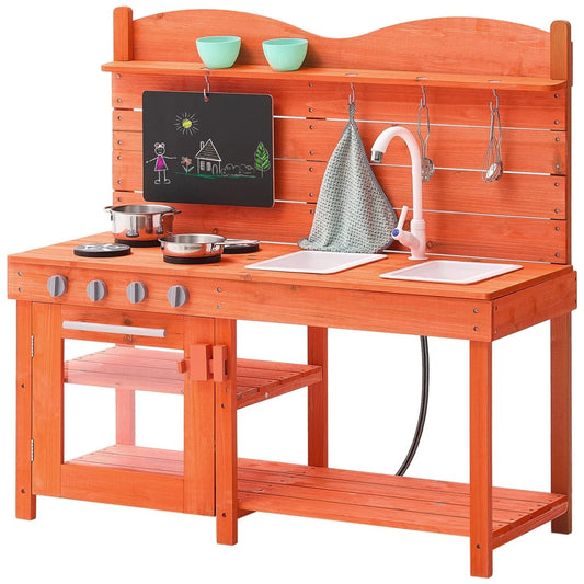 VEVOR Wooden Mud Kitchen Outdoor Toy Play Kitchen Set